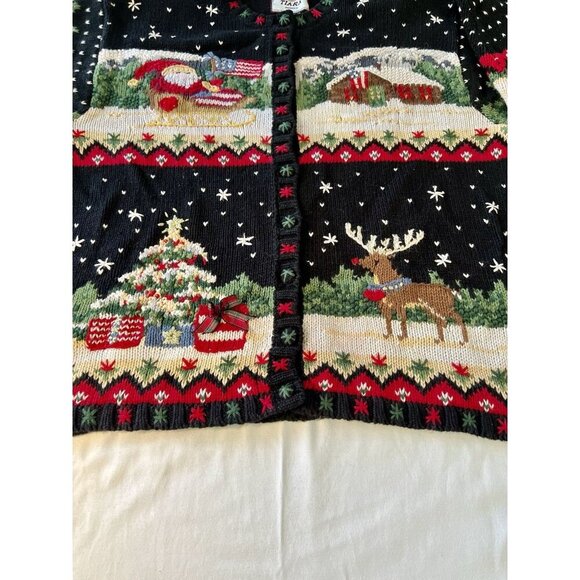 VTG Tiara International SZ 18/20 Christmas Cardigan Holiday Sweater Cottagecore - Picture 5 of 10